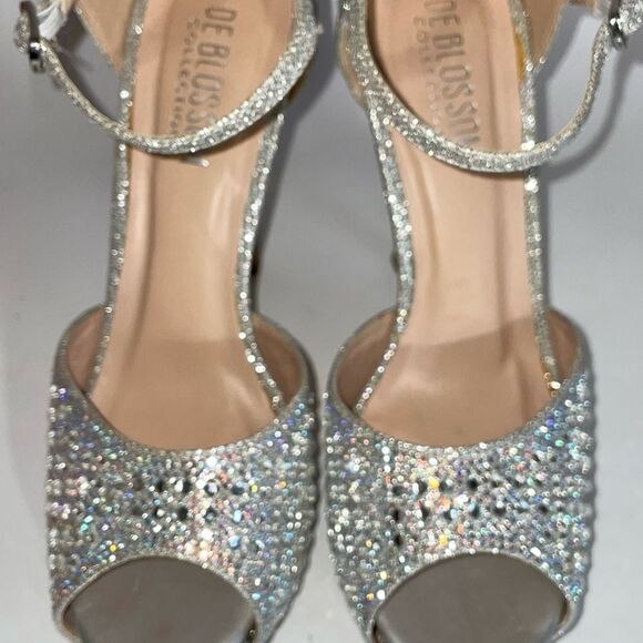 De Blossom Collection Silver Glitter & Rhinestone Heels - Picture 5 of 9